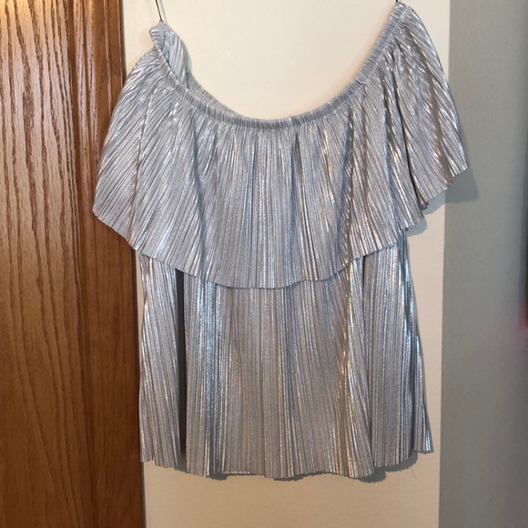 Off the shoulder, sparkly white/grey top - Picture 1 of 1